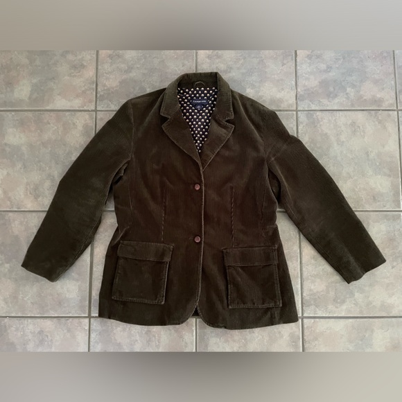 Lands End Brown/Green corduroy Women’s Blazer elbow patches Medium 10-12 - Picture 4 of 8